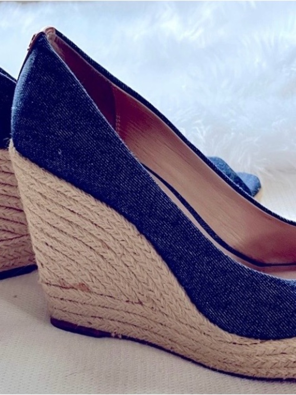 Coach Denim Espadrille Wedge Heels - Blue